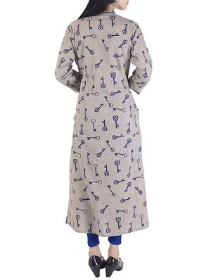 grey rayon straight kurta - 15113074 - Standard Image - 3