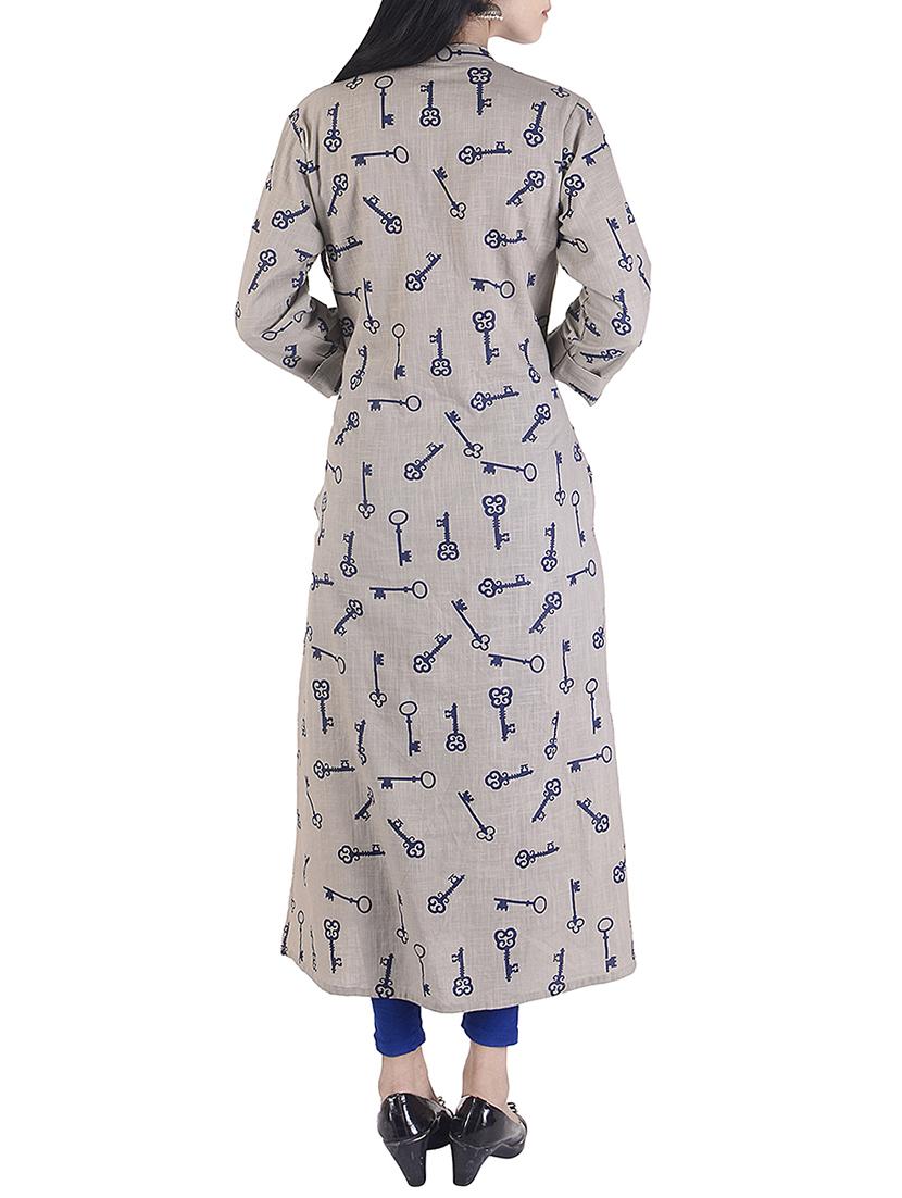 grey rayon straight kurta - 15113074 - Zoom Image - 3