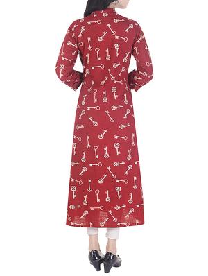 red rayon straight kurta - 15113075 - Standard Image - 3