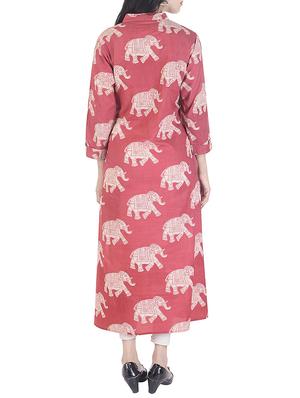 Pink rayon a-line kurta - 15113078 - Standard Image - 3
