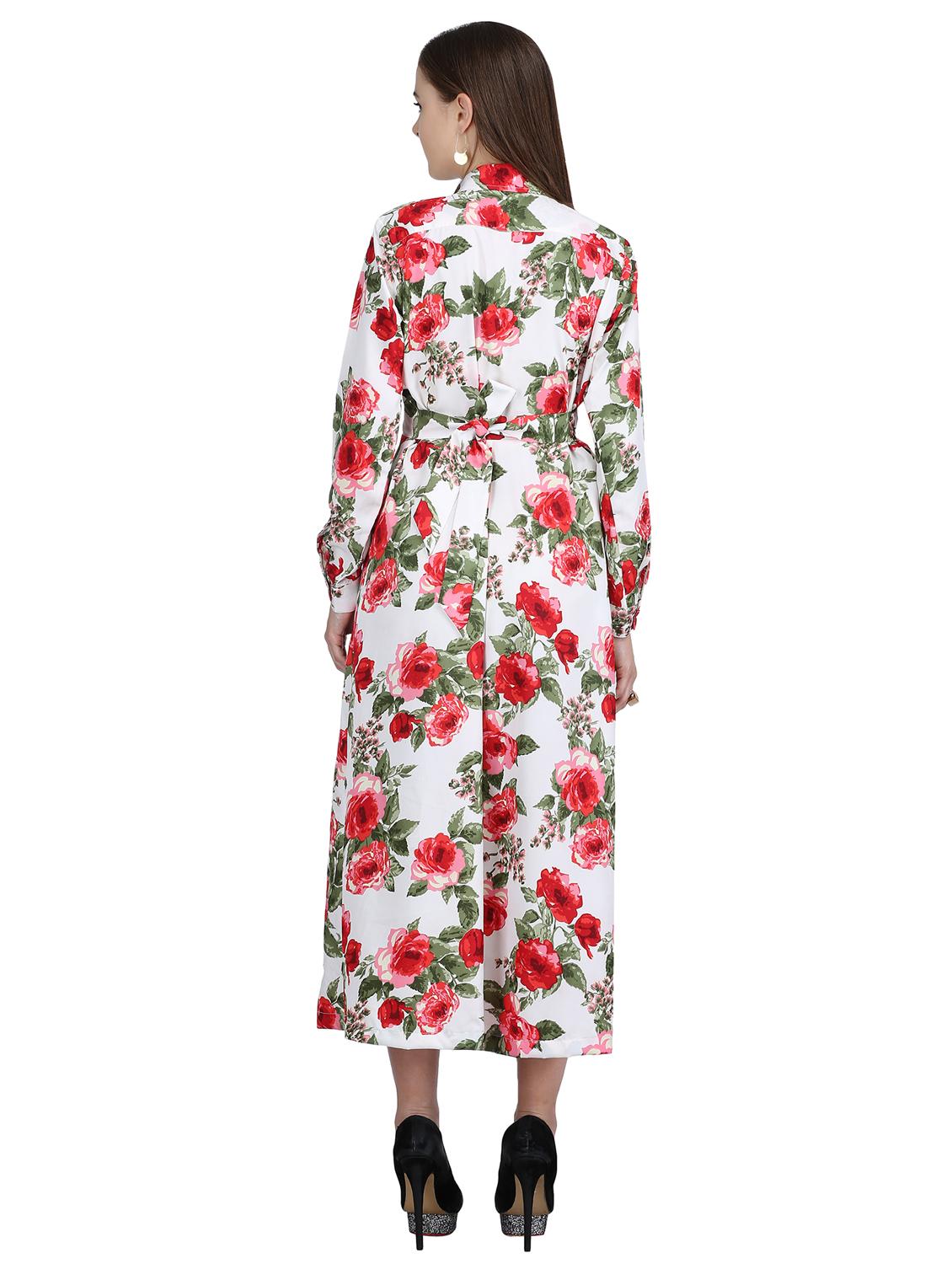 pleated floral belted maxi dress - 15113270 - Zoom Image - 3
