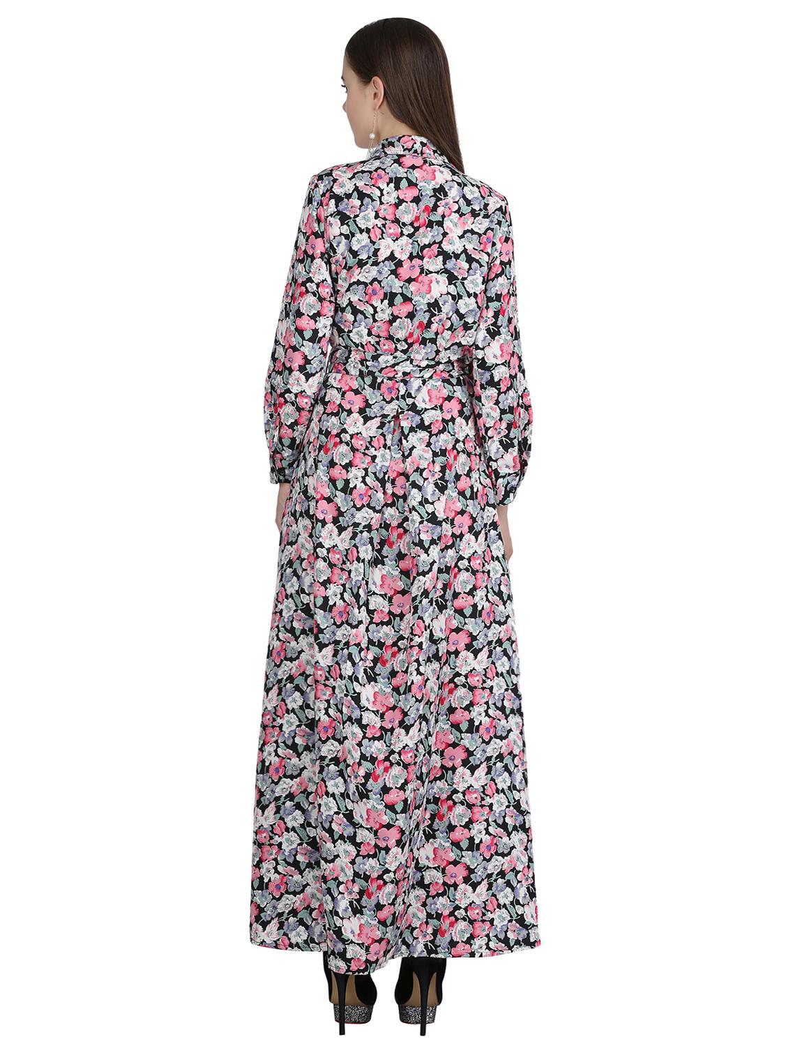 floral self belted maxi dress - 15113277 - Zoom Image - 3