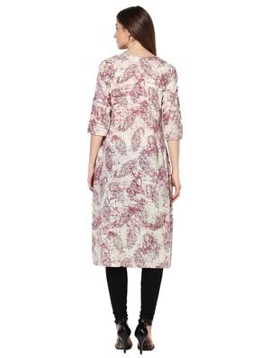 maroon cotton a-line kurta - 15113431 - Standard Image - 3