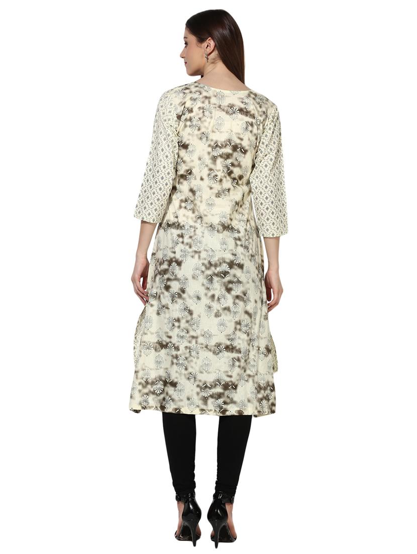 white cotton highlow kurta - 15113440 - Zoom Image - 3