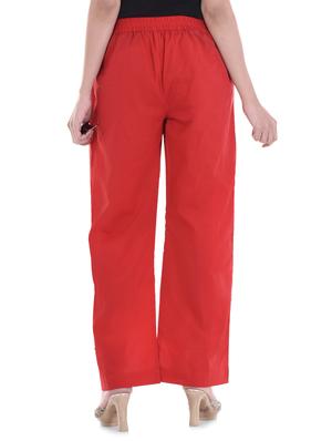 solid red cotton palazzo - 15113447 - Standard Image - 3