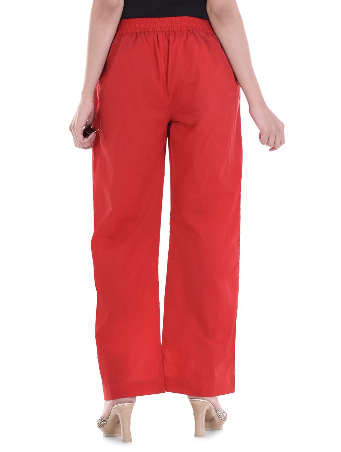 solid red cotton palazzo - 15113447 - Zoom Image - 3