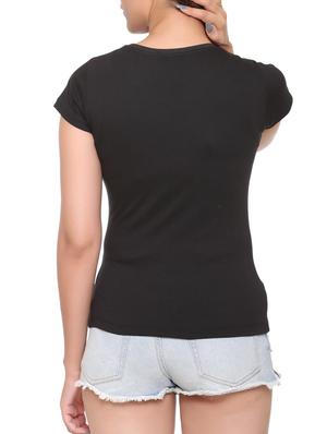 black solid cotton tee - 15113457 - Standard Image - 3