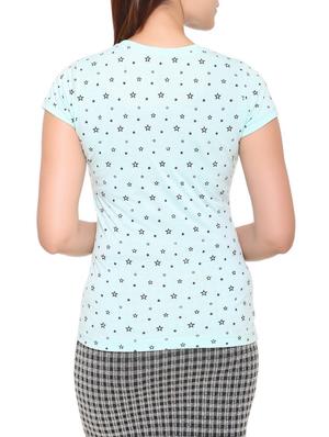 light blue printed cotton tee - 15113458 - Standard Image - 3