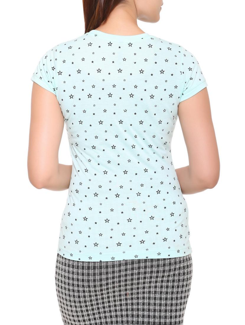light blue printed cotton tee - 15113458 - Zoom Image - 3