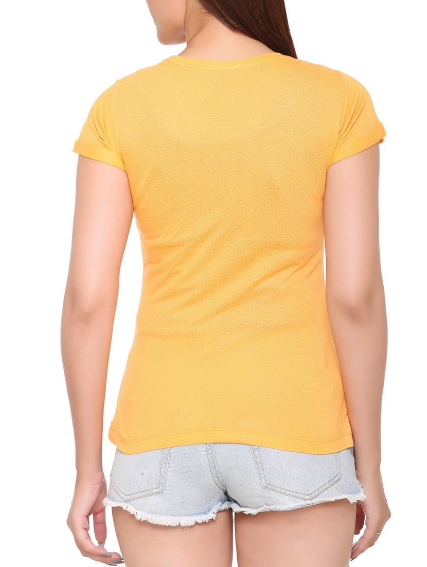yellow printed cotton tee - 15113461 - Zoom Image - 3