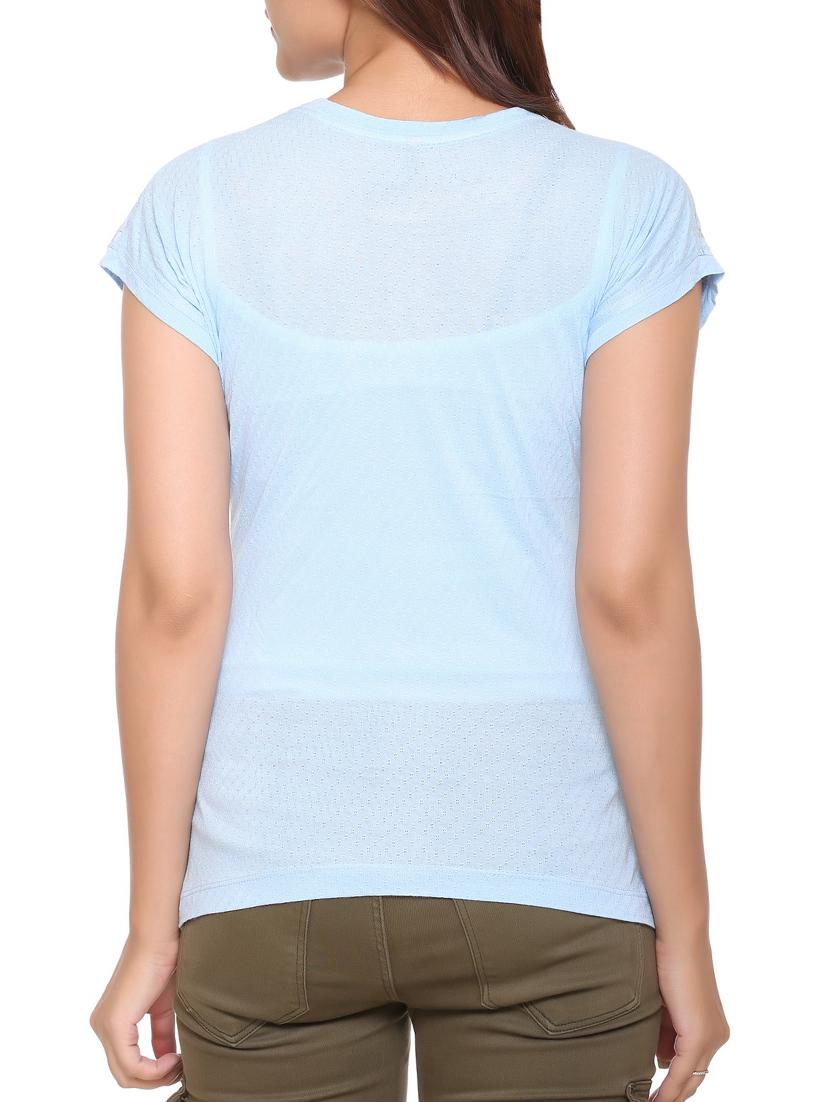 light blue printed cotton tee - 15113475 - Zoom Image - 3