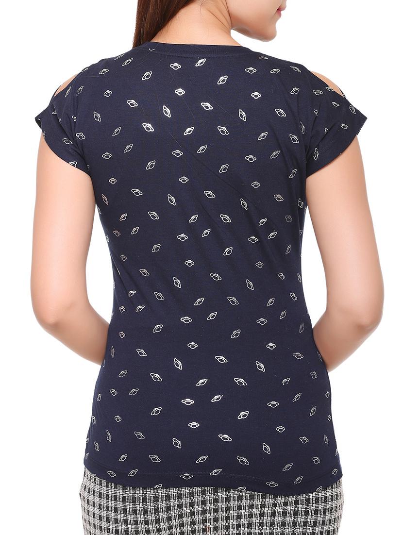 navy blue printed cotton tee - 15113483 - Zoom Image - 3