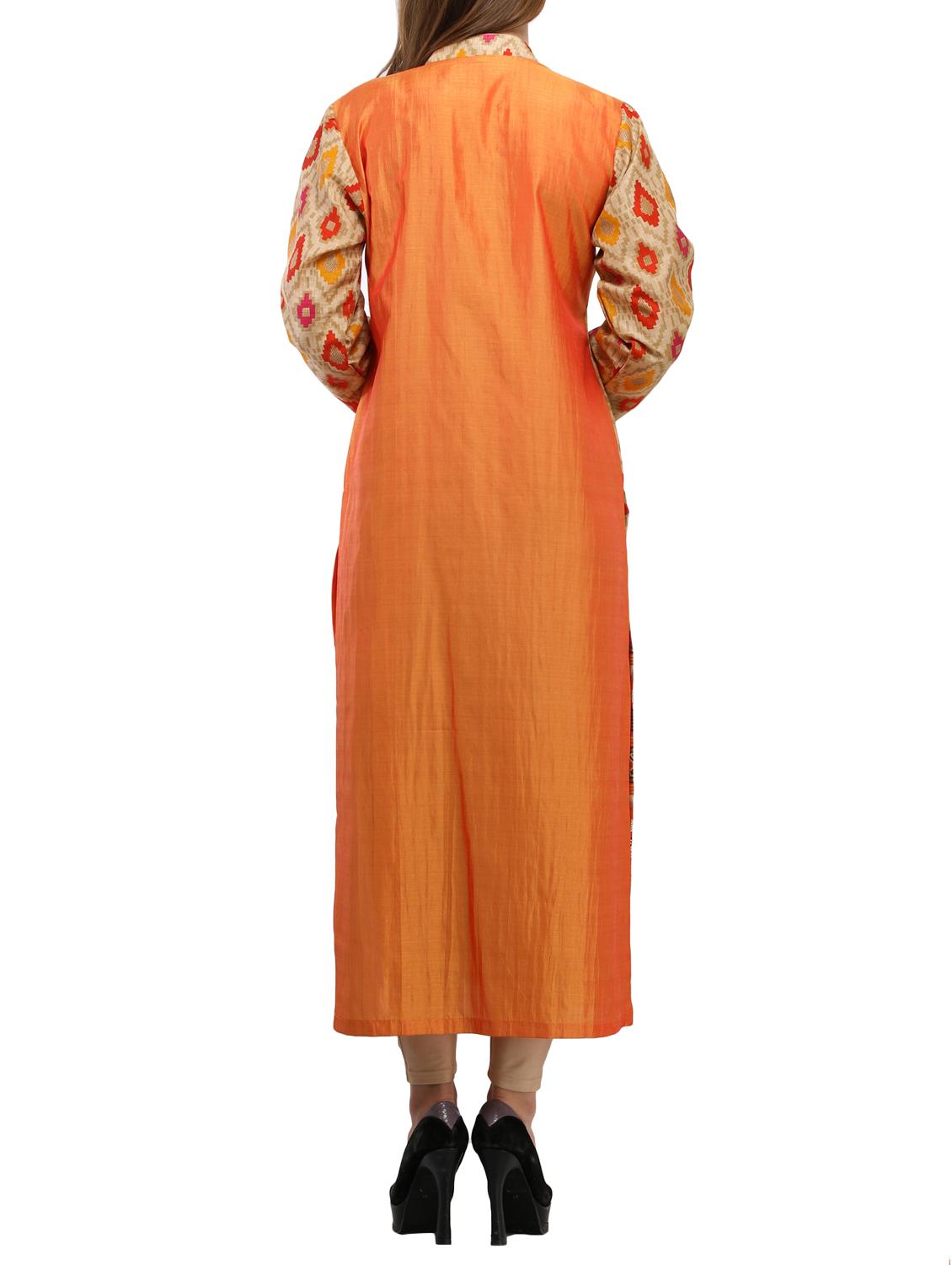 blue cotton straight kurta - 15113693 - Zoom Image - 3