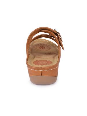brown faux leather slip on wedges - 15113696 - Standard Image - 3