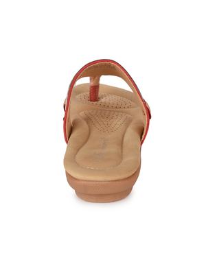 maroon faux leather slip on sandals - 15113721 - Standard Image - 3