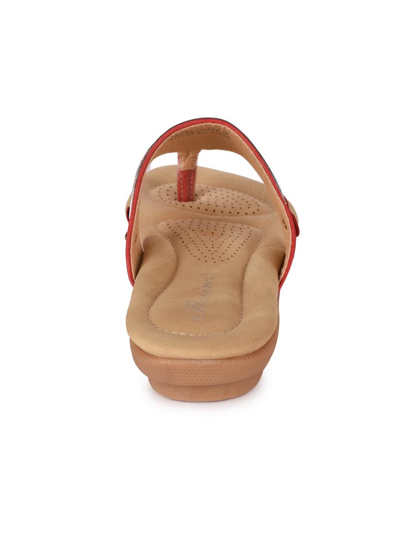maroon faux leather slip on sandals - 15113721 - Zoom Image - 3