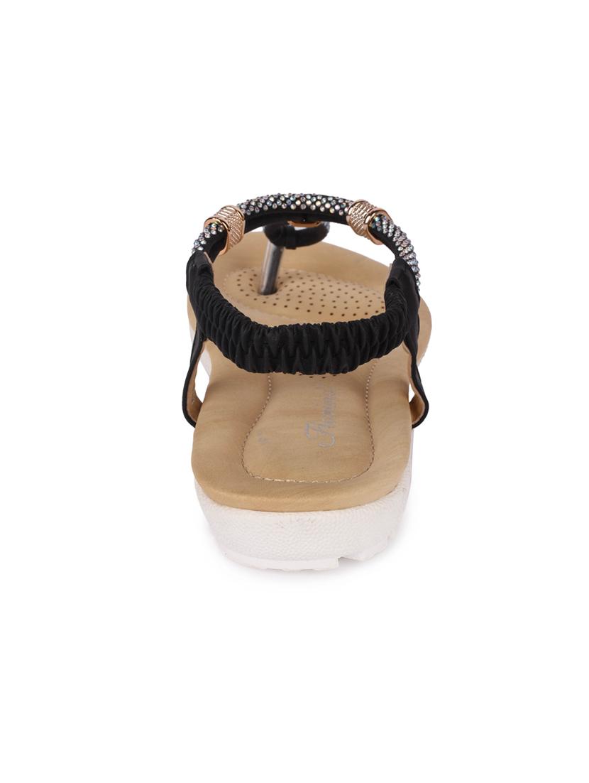 black faux leather back strap sandals - 15113722 - Zoom Image - 3