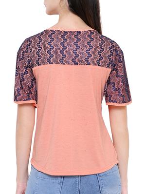 solid orange short sleeved top - 15113939 - Standard Image - 3