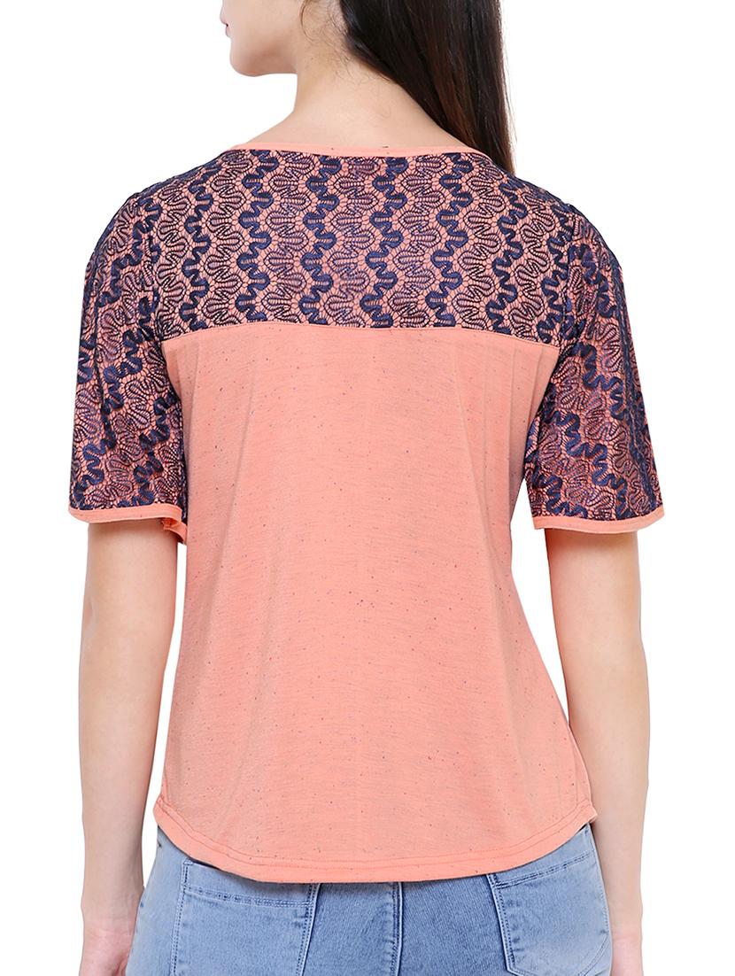solid orange short sleeved top - 15113939 - Zoom Image - 3