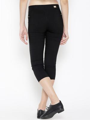 solid black cotton capri - 15114478 - Standard Image - 3