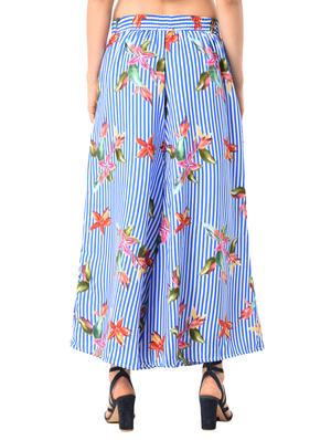 blue printed crepe palazzo - 15114875 - Standard Image - 3