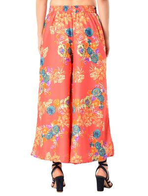 orange floral crepe palazzo - 15114877 - Standard Image - 3