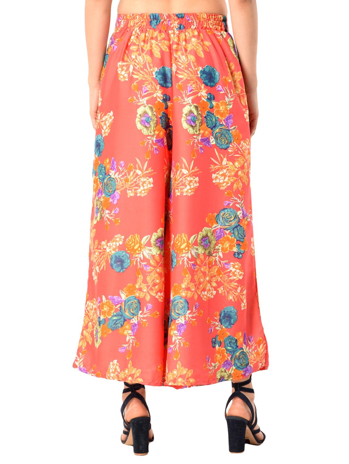 orange floral crepe palazzo - 15114877 - Zoom Image - 3