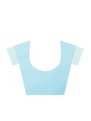 sky blue woven saree with blouse - 15114884 - Standard Image - 3