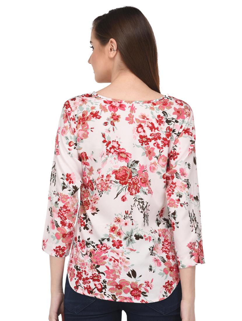 white floral crepe top - 15115224 - Zoom Image - 3