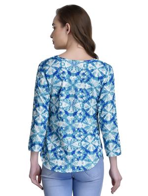blue printed crepe top - 15115226 - Standard Image - 3