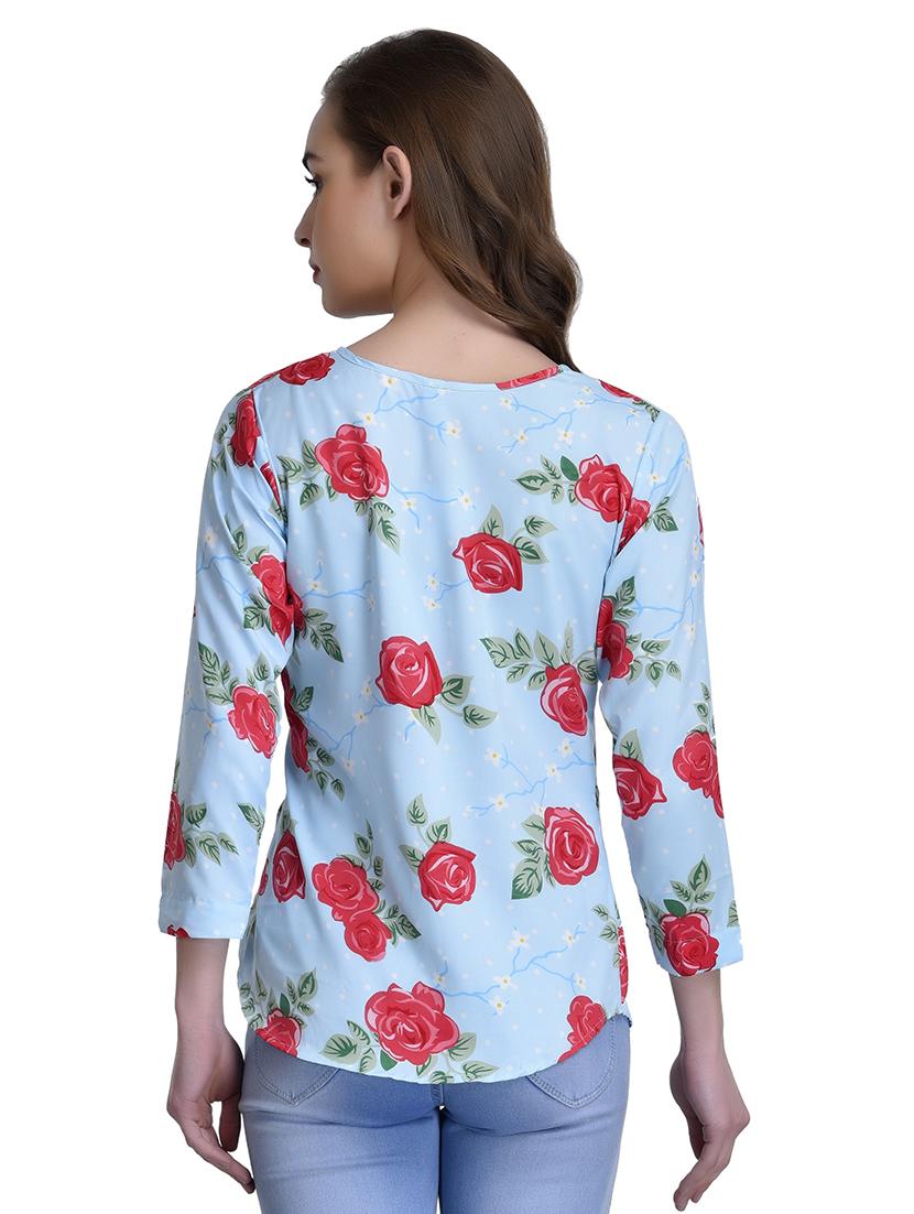 blue floral crepe top - 15115227 - Zoom Image - 3