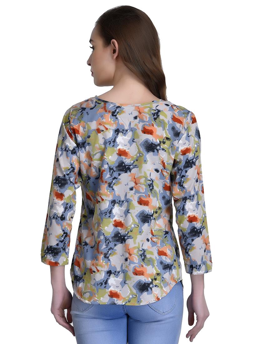 beige printed crepe top - 15115231 - Zoom Image - 3