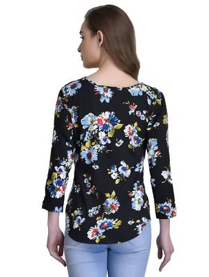 black floral crepe top - 15115237 - Standard Image - 3