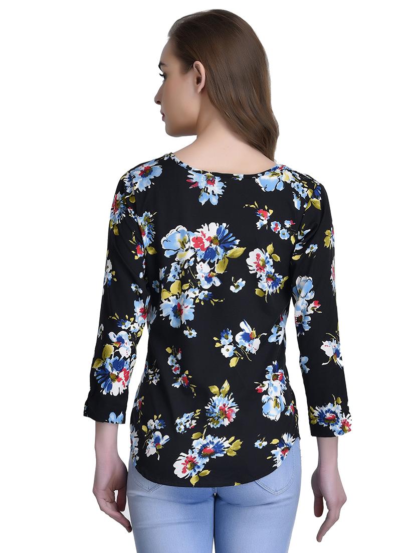 black floral crepe top - 15115237 - Zoom Image - 3