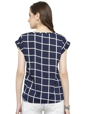 blue checkered crepe top - 15115241 - Standard Image - 3