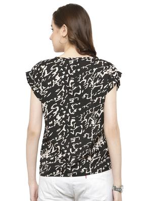 black printed crepe top - 15115244 - Standard Image - 3