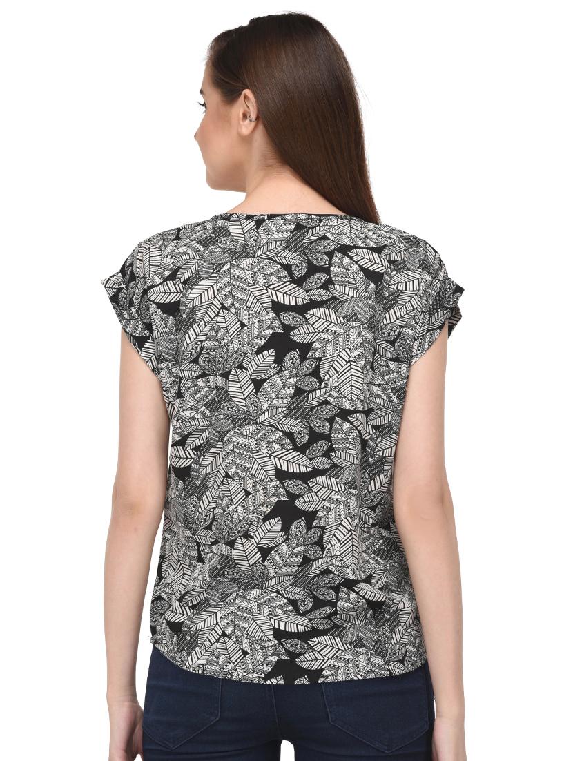 black printed crepe top - 15115246 - Zoom Image - 3