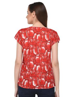 red printed crepe top - 15115248 - Standard Image - 3