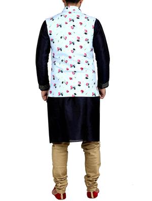 blue cotton nehru jacket - 15115901 - Standard Image - 3