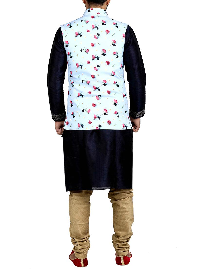 blue cotton nehru jacket - 15115901 - Zoom Image - 3