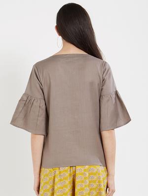 solid grey cotton top - 15116258 - Standard Image - 3