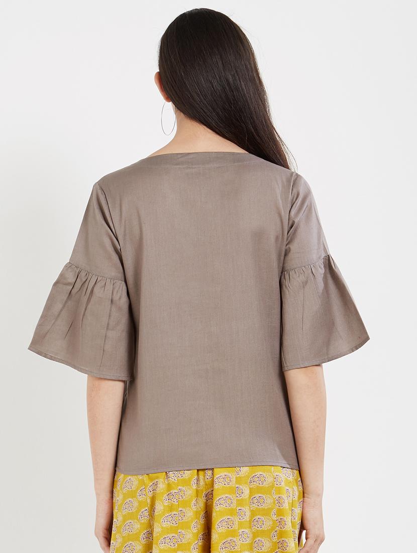 solid grey cotton top - 15116258 - Zoom Image - 3