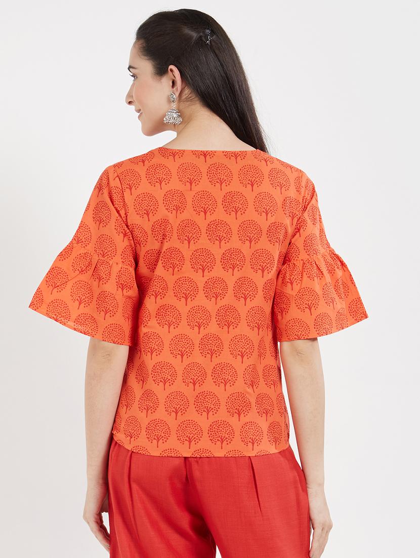 orange printed cotton top - 15116263 - Zoom Image - 3