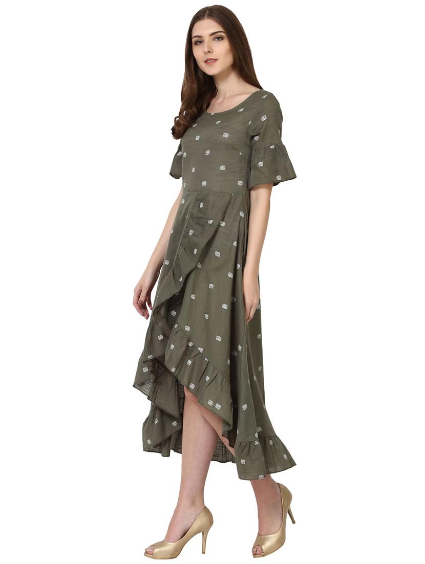 printed ruffle hem asymmetric dress - 15117003 - Zoom Image - 3
