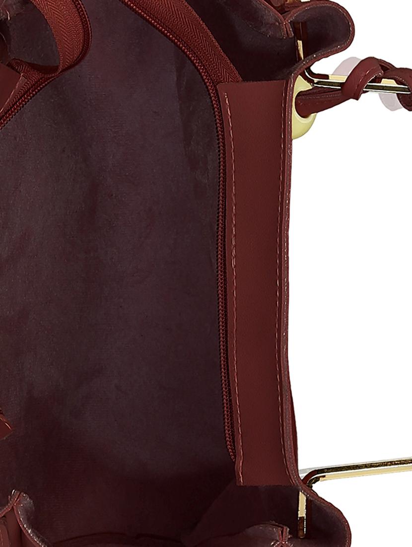 maroon leatherette tote combo bag - 15117134 - Zoom Image - 3