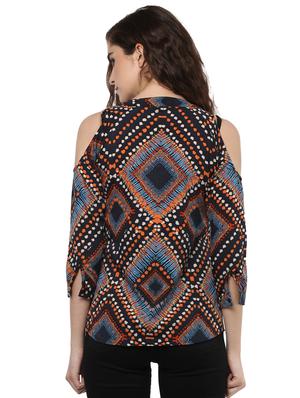 Black crepe printed top - 15117161 - Standard Image - 3