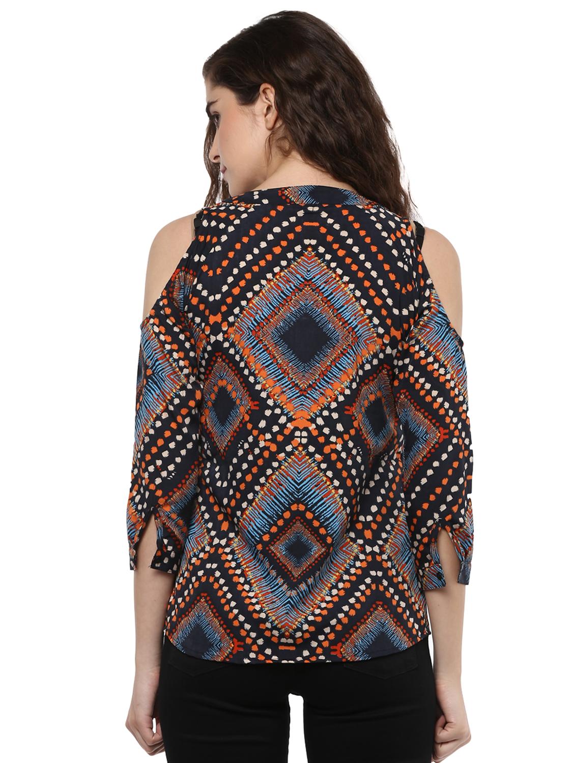 Black crepe printed top - 15117161 - Zoom Image - 3