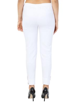 solid white flat front trouser - 15117176 - Standard Image - 3