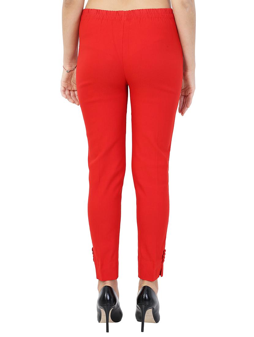 red solid flat front trouser - 15117180 - Zoom Image - 3