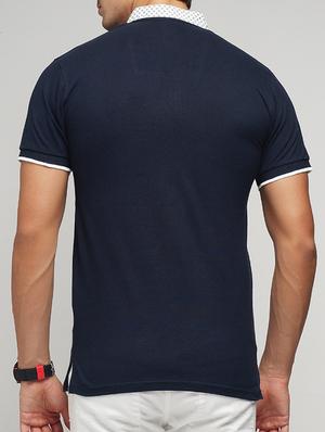 navy blue cotton polo t-shirt - 15118480 - Standard Image - 3
